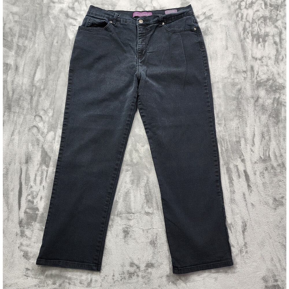 Gloria Vanderbilt Jeans Womens 16 Black Amanda High Rise Slim Leg Stretch Denim`